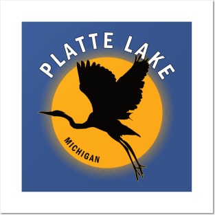 Platte Lake in Michigan Heron Sunrise Posters and Art